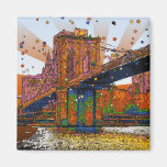 Psychedelic NYC: Brooklyn Bridge #1 Refrigerator Magnets