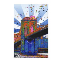 Psychedelic NYC: Brooklyn Bridge #2 Canvas Print