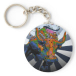 Psychedelic NYC: Charging Bull of Wall Street Key Chain
