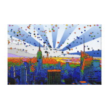 Psychedelic NYC: ESB Wide Skyline View Canvas Print