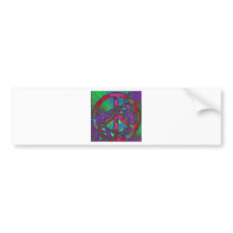 psychedelic peace sign bumper sticker