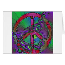 psychedelic peace sign greeting cards