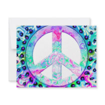 Psychedelic Peace Sign Custom Announcement