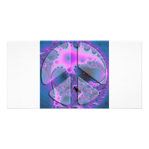 psychedelic peace sign custom photo card