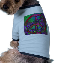 psychedelic peace sign dog tee shirt