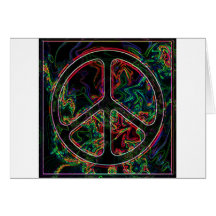 psychedelic peace sign greeting cards