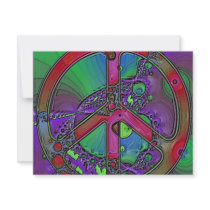 psychedelic peace sign personalized invitation