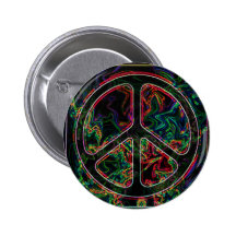 psychedelic peace sign pinback button