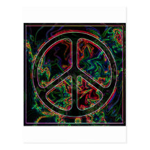 psychedelic peace sign post cards