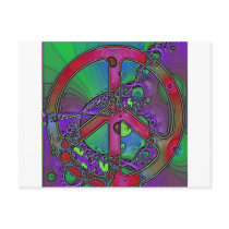 psychedelic peace sign postcards