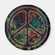 psychedelic peace sign refrigerator magnets