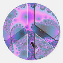 psychedelic peace sign round stickers
