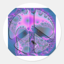 psychedelic peace sign round stickers
