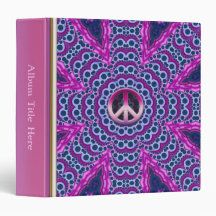 Psychedelic Pink Peace Kaleidoscope Album 3 Ring Binder