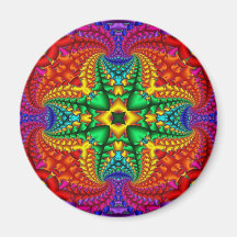 Psychedelic Rainbow Fractal Fridge Magnets