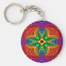 Psychedelic Rainbow Fractal Keychain