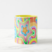 Psychedelic Retro Star Power Design Mugs