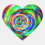Psychedelic Spiral Rose Heart Stickers