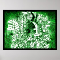 Psychedelic Surreal Funky Dali Style Drawing Poster