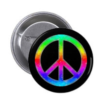 Psychedelic Tie-Dye Peace Sign Button
