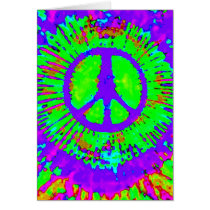 Psychedelic Tie Dye Peace Sign Greeting Cards
