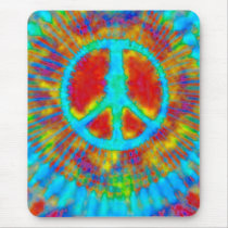 Psychedelic Tie Dye Peace Sign Mouse Pads