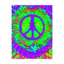 Psychedelic Tie Dye Peace Sign Post Card