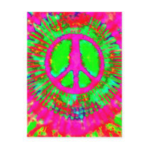 Psychedelic Tie Dye Peace Sign Postcard