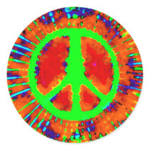 Psychedelic Tie Dye Peace Sign Round Sticker
