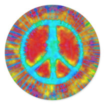 Psychedelic Tie Dye Peace Sign Round Stickers