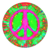 Psychedelic Tie Dye Peace Sign Sticker
