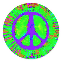 Psychedelic Tie Dye Peace Sign Stickers