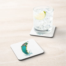 Psychedelic Trout Fishing Beverage Coasters