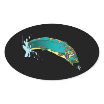 Psychedelic Trout Fishing Oval Stickers
