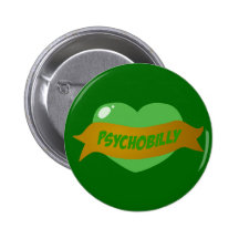 Psychobilly Tattoo Heart Button