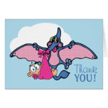 Pterodactyl Dinosaur Girl Baby Shower Thank You Greeting Card