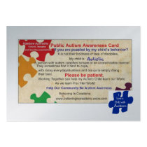 Public Autism Awarness Card Business Card Template