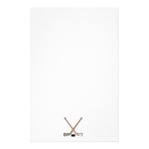 puck and hockey sticks design custom stationery