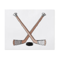 puck and hockey sticks design personalized flyer