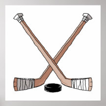 puck and hockey sticks design poster