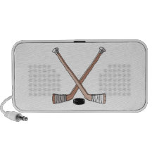 puck and hockey sticks design travelling speaker