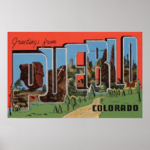 Pueblo, Colorado  - Large Letter Scenes Print