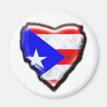 Puerto Rican Flag Heart Fridge Magnets