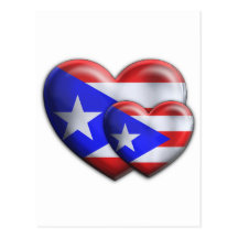 Puerto Rican Flag Hearts Postcard