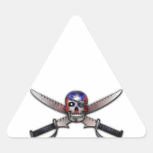 Puerto Rican Flag - Skull and Crossed Swords Triangle Stickers