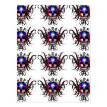 Puerto Rican Flag - Skull Post Card