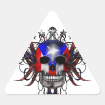 Puerto Rican Flag - Skull Stickers