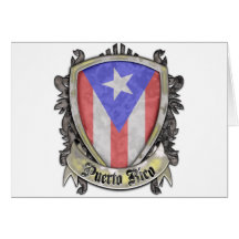 Puerto Rico Flag - Shield Crest Greeting Card