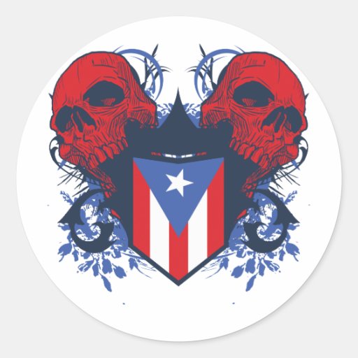 Puerto Rico Skulls Round Sticker
