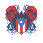 Puerto Rico Skulls Round Sticker